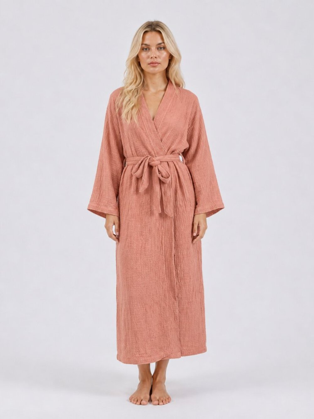 Indijio Zen Terracota 100% Cotton Muslin Kimono Robe One Size